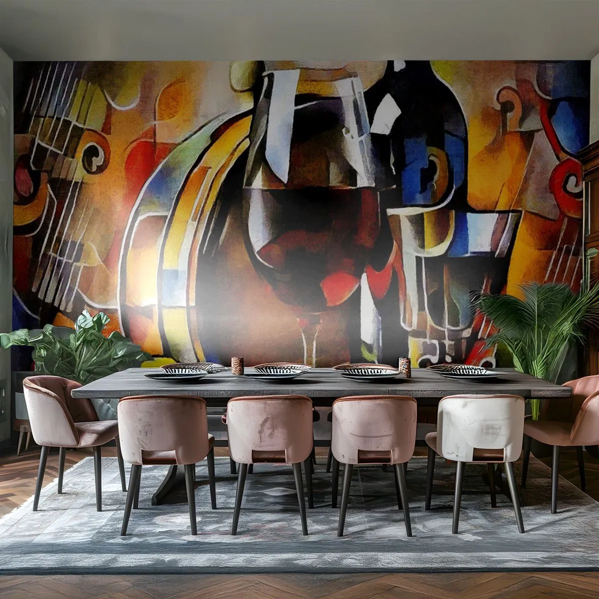 Fototapet Selvklæbende Deluxe Sticker - Og verden bliver mere farverig - Abstraktion, Kubisme, Stykke - 100x70 cm