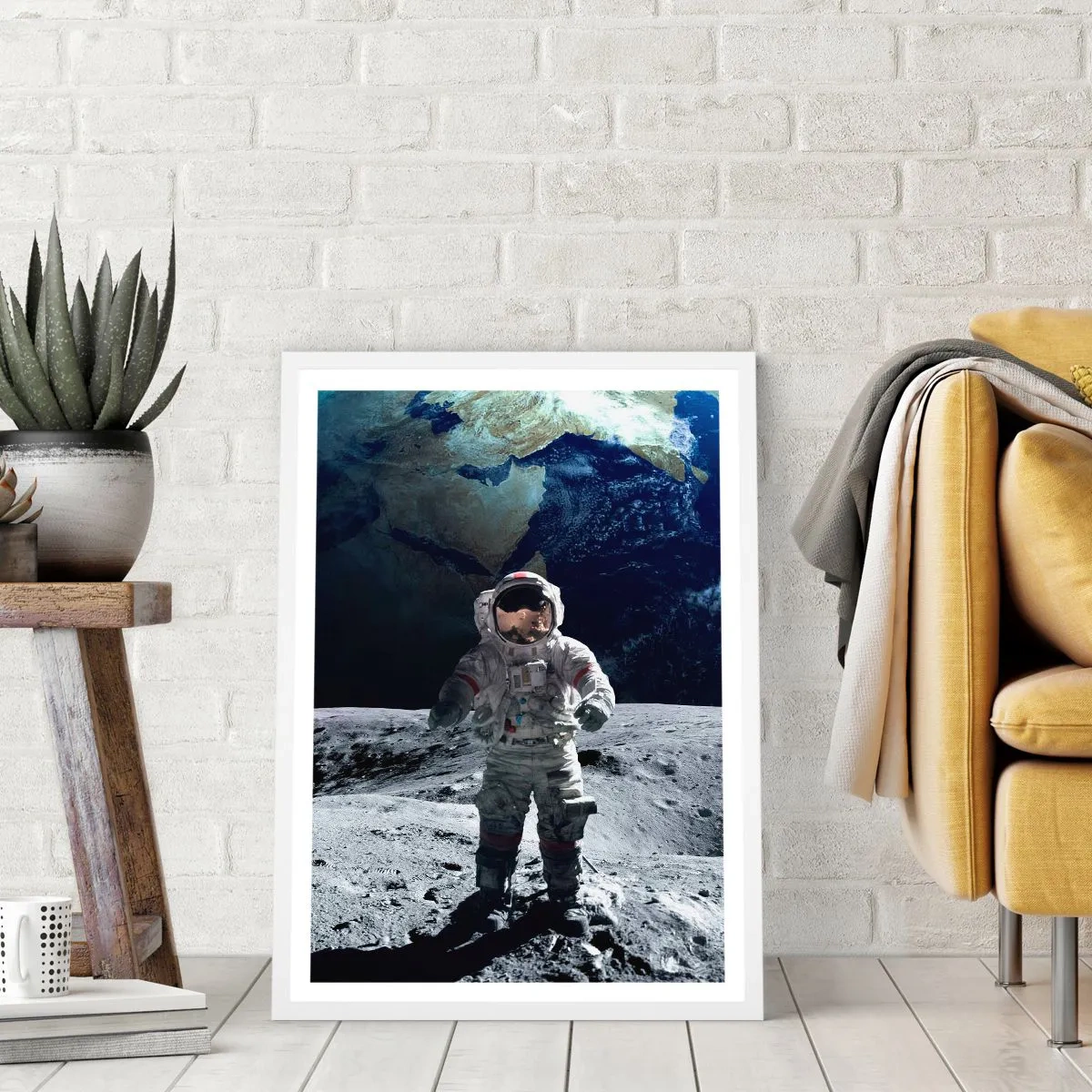 Plakat i hvid ramme - Hilsner fra månen - 50x70 cm