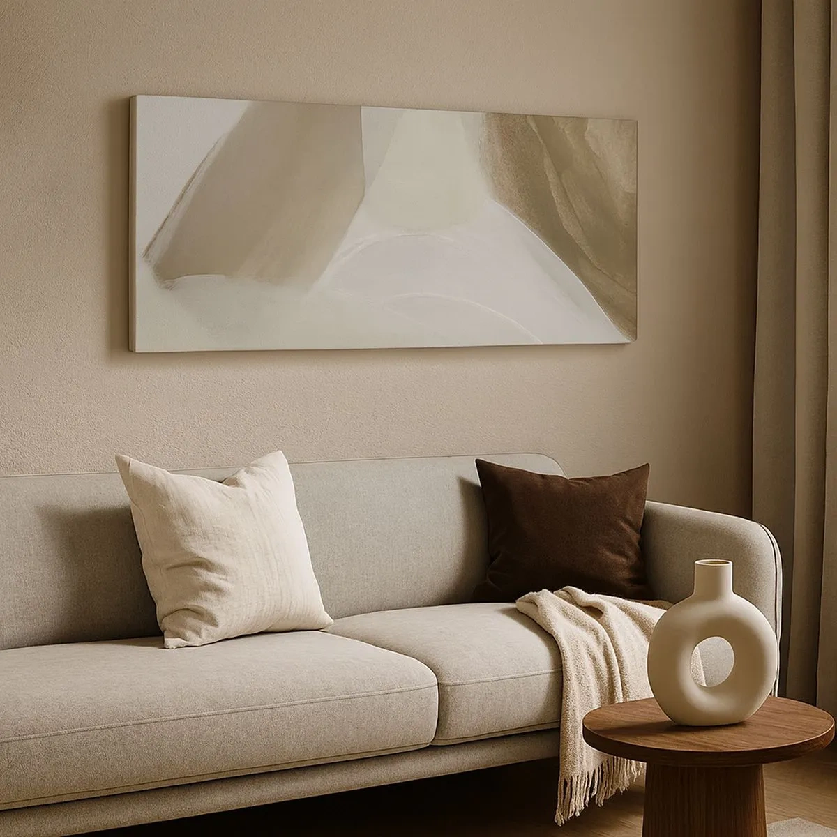 Lærredstryk - Billede på lærred - Bølge af hvidt - 100x40 cm