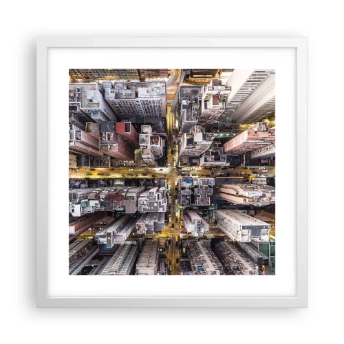 Plakat i hvid ramme - Hilsner fra Hong Kong - 40x40 cm
