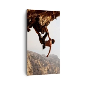 Lærredstryk - Billede på lærred - Verden skrumpede ind i en håndfuld på en klippeskrænt - 45x80 cm