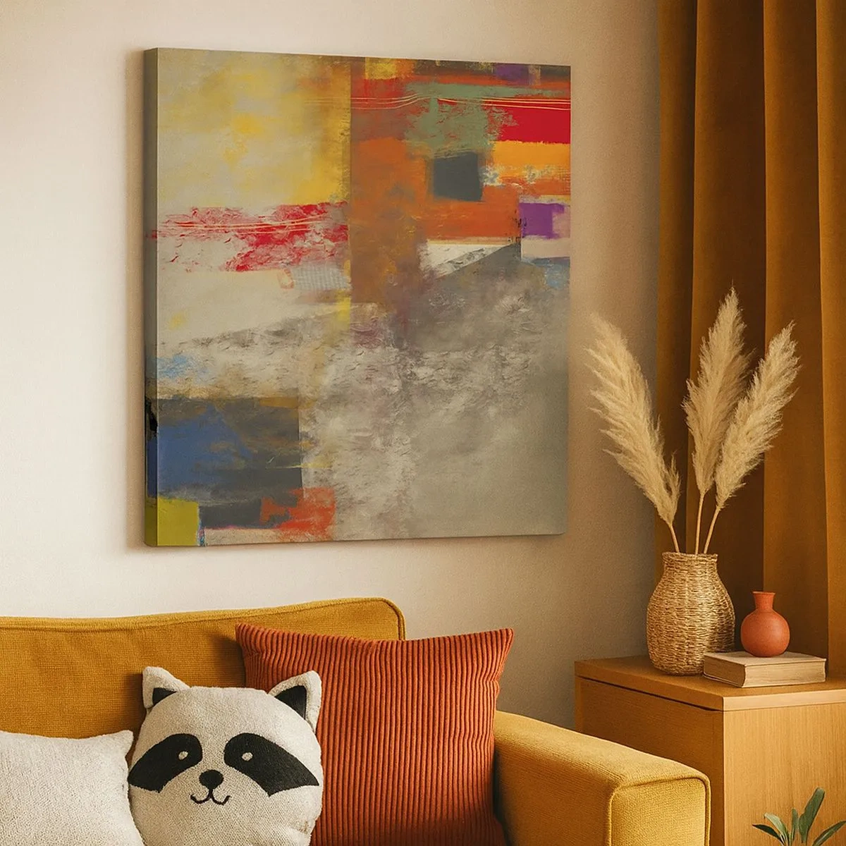 Lærredstryk - Billede på lærred - Geometri af farver - 30x30 cm