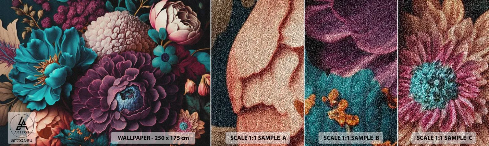 Prøve Fototapet Premium Sand - Natur i overflod - Blomster, Botanik, Årgang - 100x30 cm