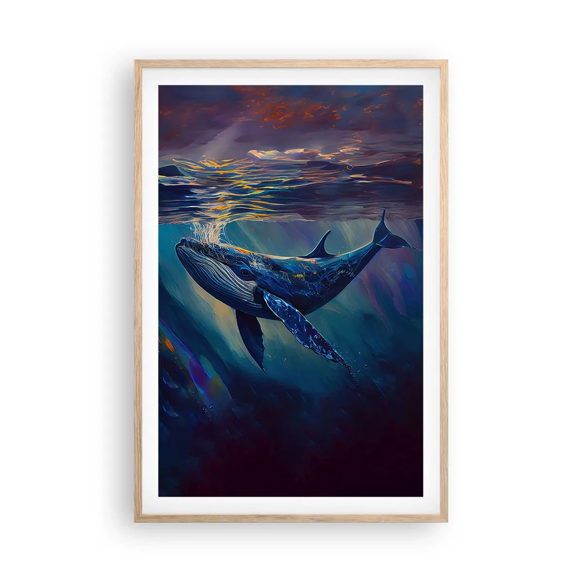 Plakat i ramme af lyst egetræ - Velkommen til min verden - 61x91 cm