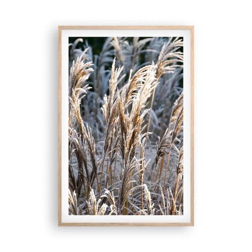 Plakat i ramme af lyst egetræ - Pyntet med frost - 61x91 cm