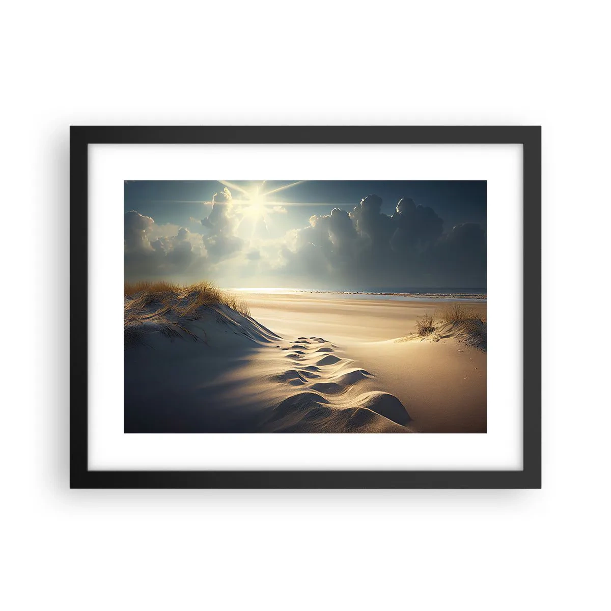 Plakat i sort ramme - Beroligende landskab - 40x30 cm