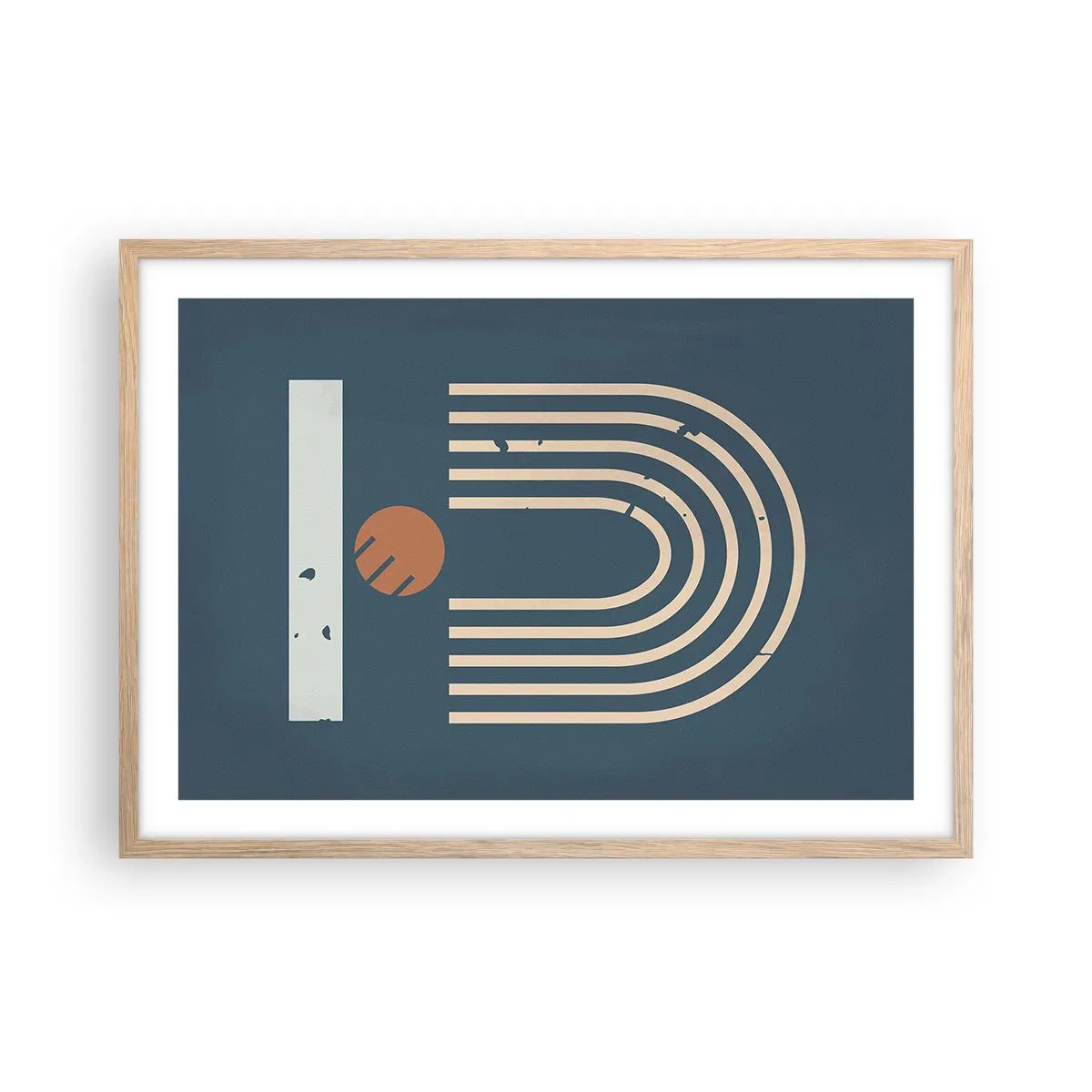Plakat i ramme af lyst egetræ - Geometri på granatæble - 70x50 cm