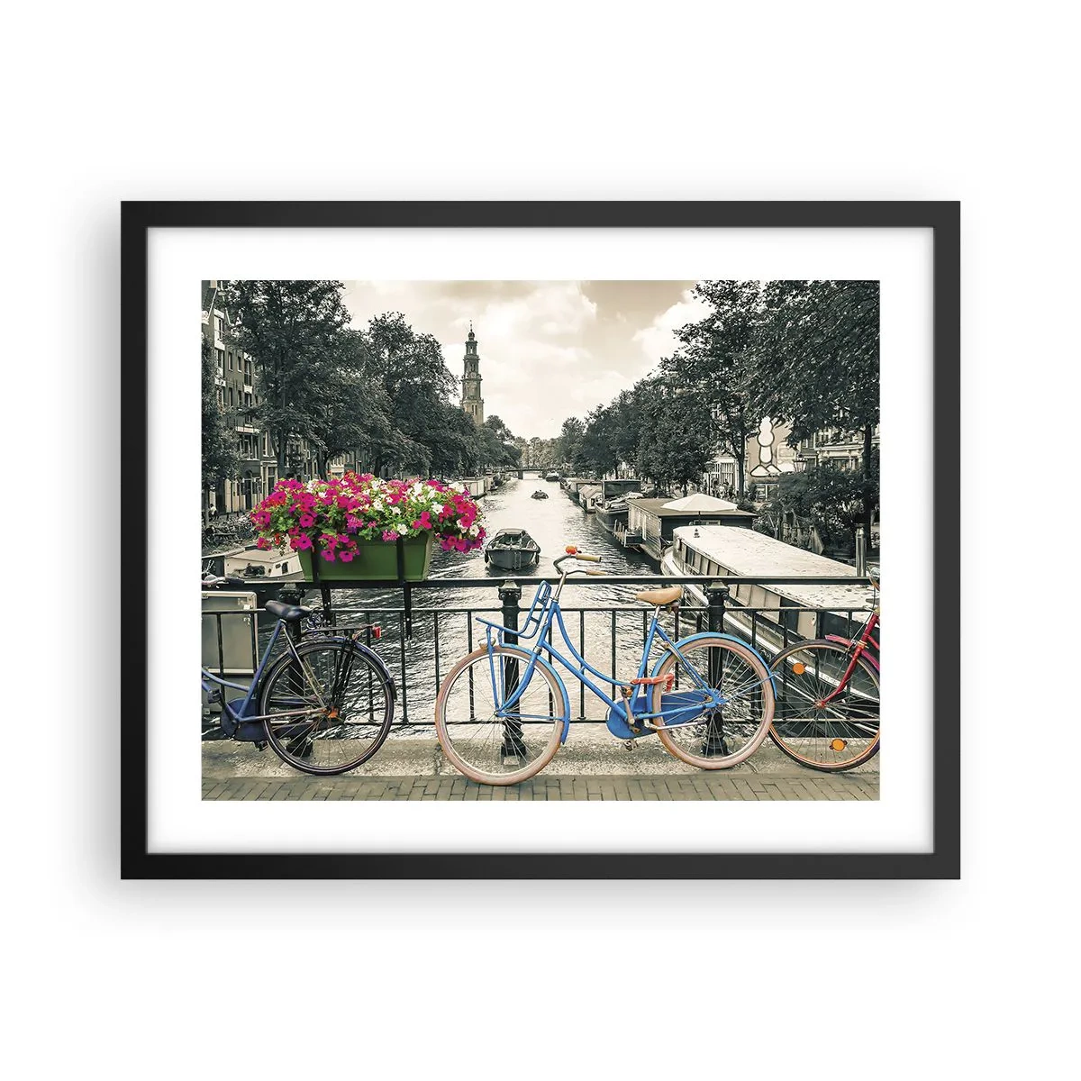 Plakat i sort ramme - Farverne i Amsterdams gader - 50x40 cm
