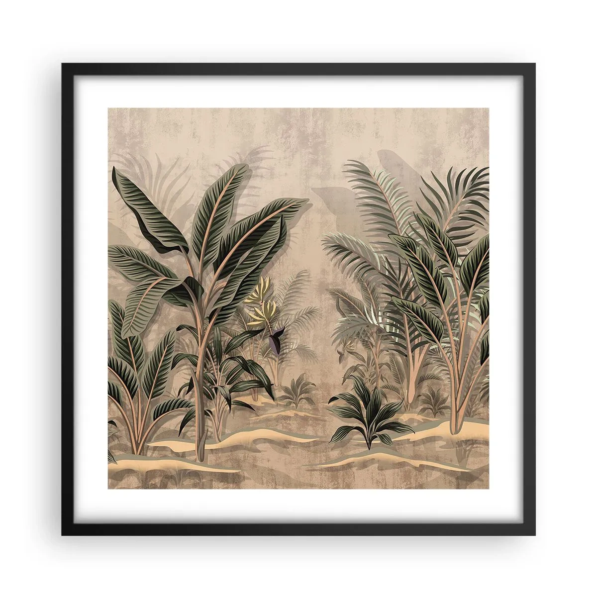 Plakat i sort ramme - Gravering i kolonistil - 50x50 cm