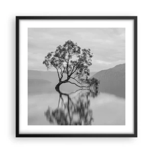 Plakat i sort ramme - Der findes et land - 50x50 cm