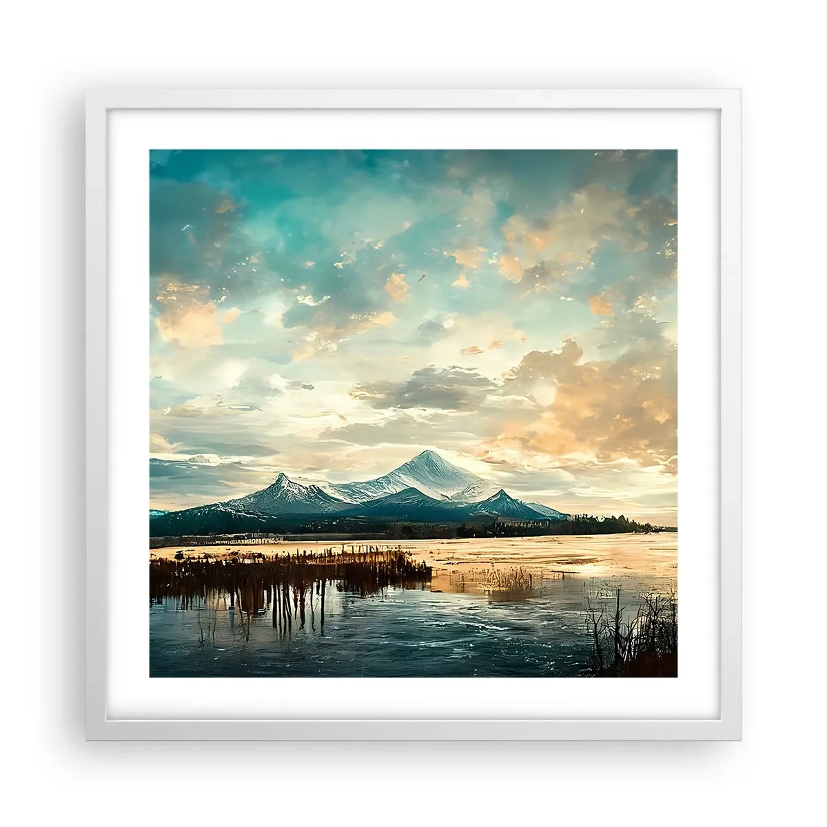 Plakat i hvid ramme - Under himlens beskyttelse - 50x50 cm