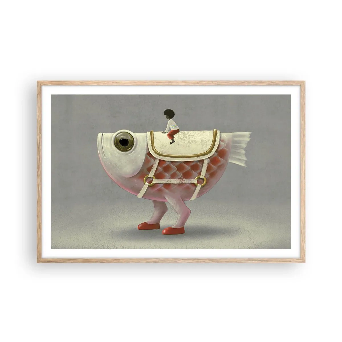 Plakat i ramme af lyst egetræ - Rybonski rytter - 91x61 cm