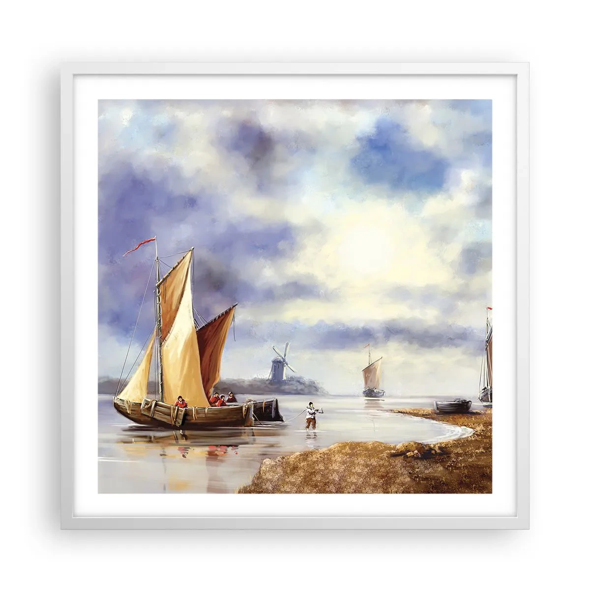 Plakat i hvid ramme - Sømændenes tilbagevenden - 60x60 cm