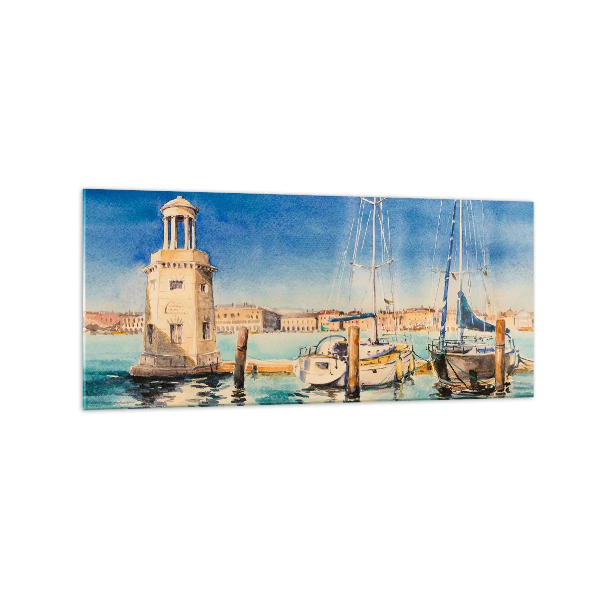 Billede på glas - Solrig lagune - 120x50 cm