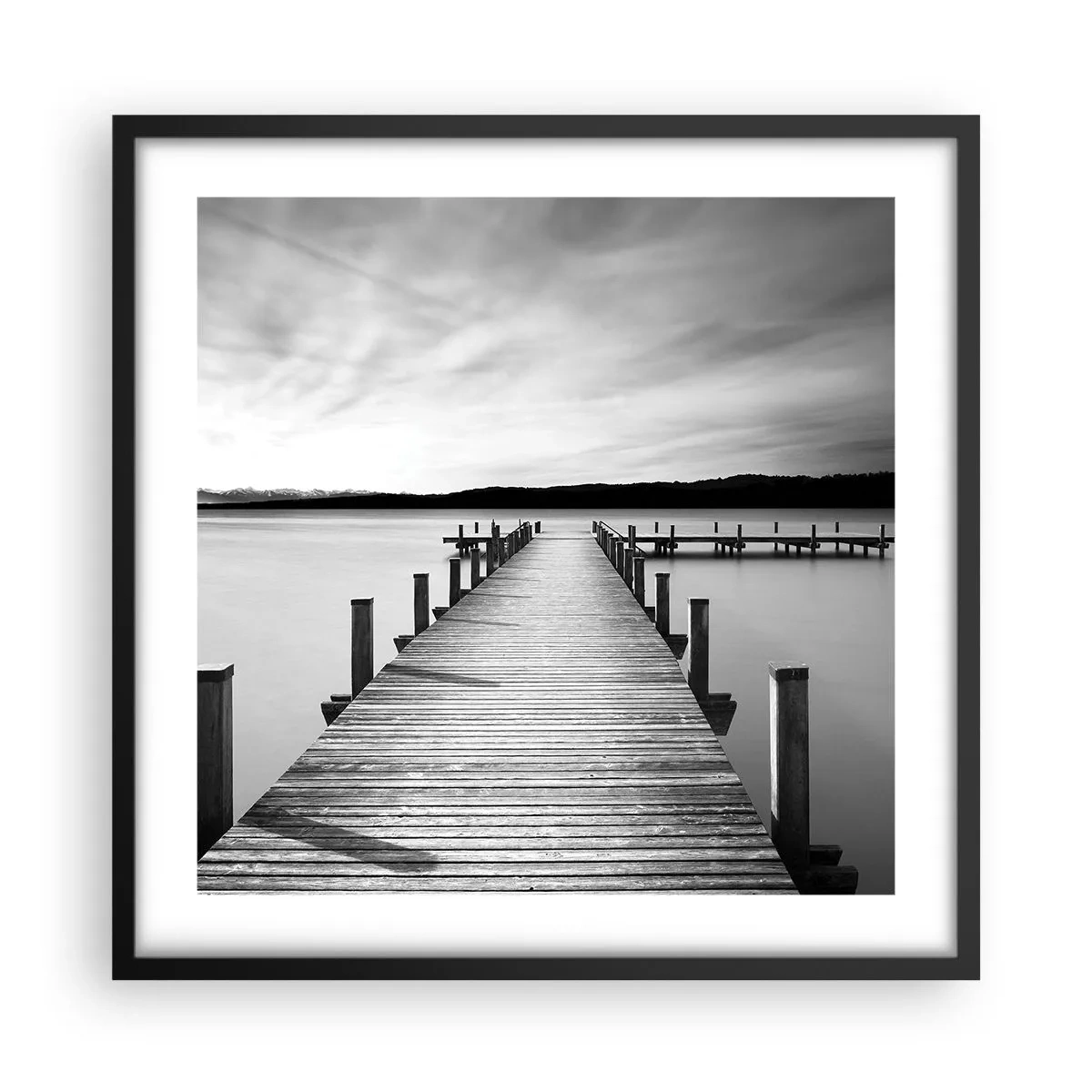 Plakat i sort ramme - På vandhullet - fred - 50x50 cm