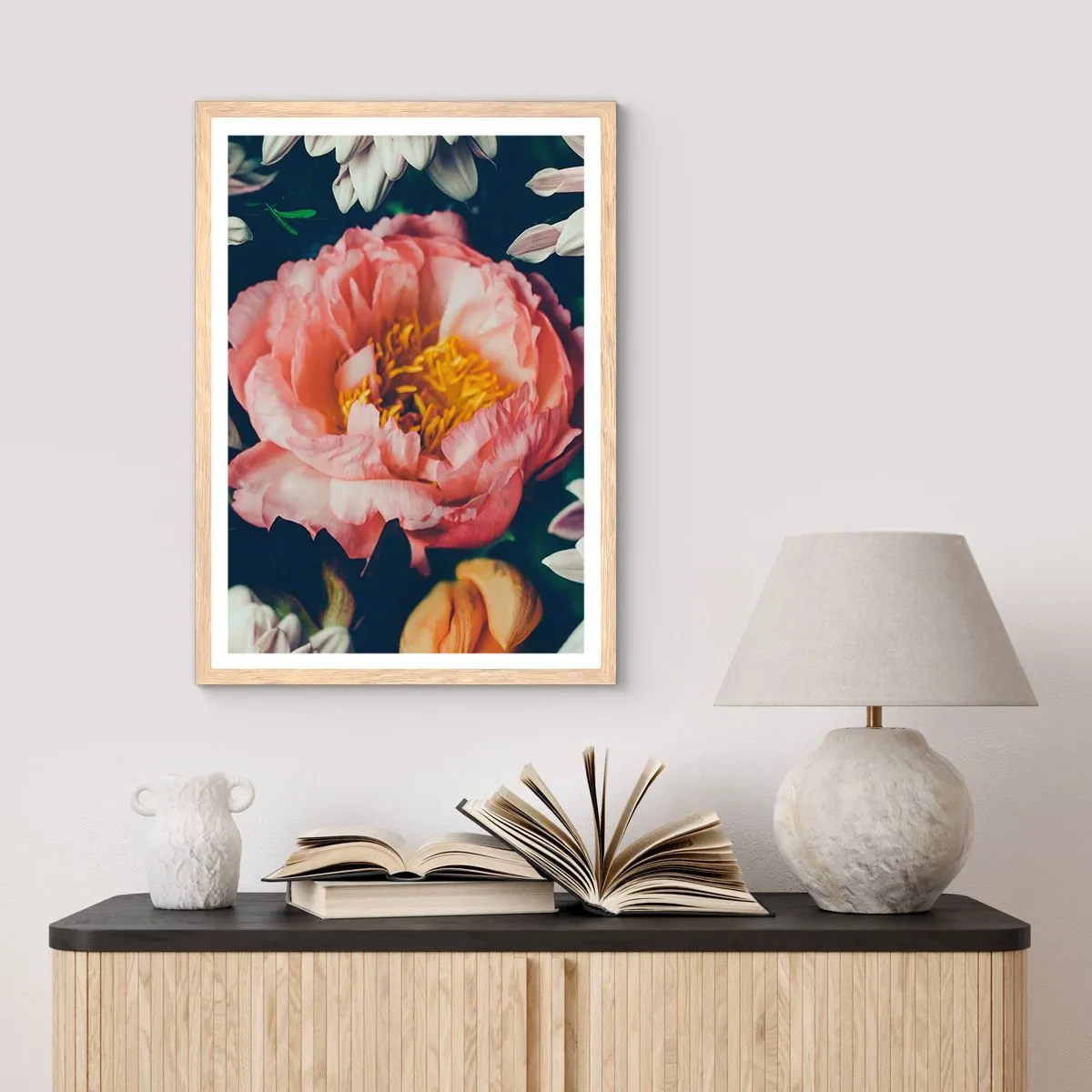 Plakat i ramme af lyst egetræ - Med barok pragt - 30x40 cm