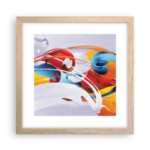 Plakat i ramme af lyst egetræ - Elementernes dans - 30x30 cm