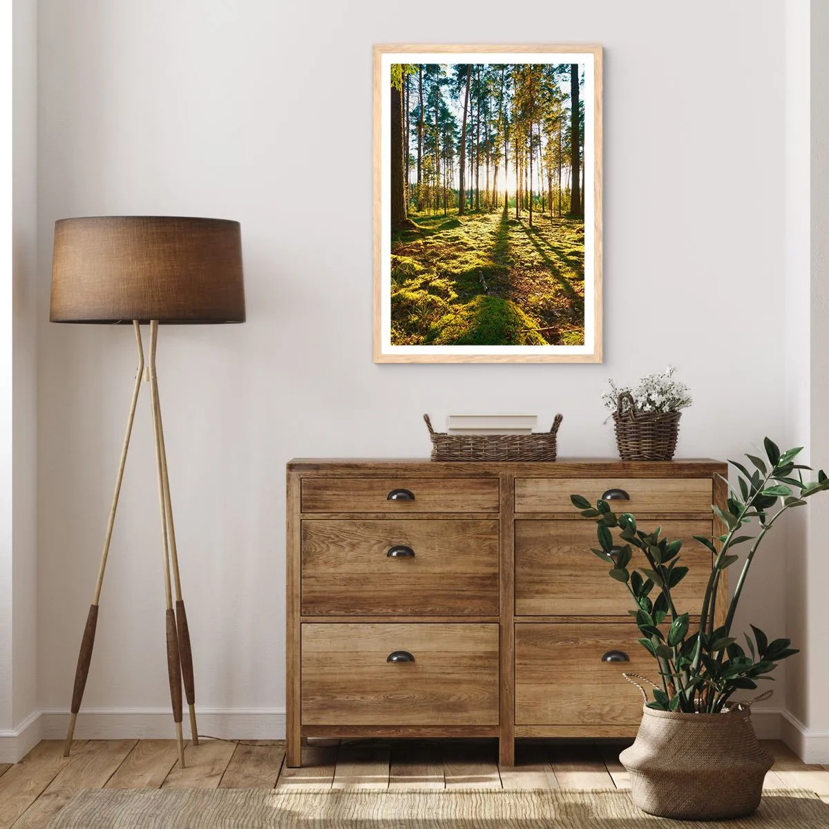 Plakat i ramme af lyst egetræ - ...Bag de syv skove - 70x100 cm