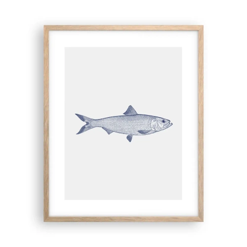 Plakat i ramme af lyst egetræ - Hilsner fra de nordlige have - 40x50 cm