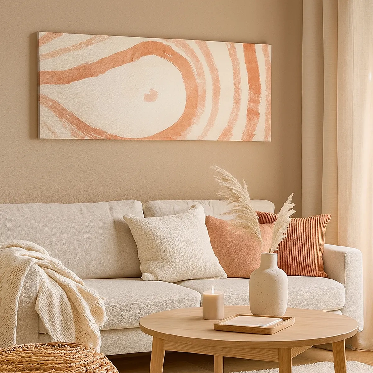 Lærredstryk - Billede på lærred - Koralcirkler - komposition - 30x30 cm