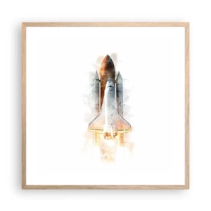 Plakat i ramme af lyst egetræ - Opdagelsesrejsende i starten - 60x60 cm