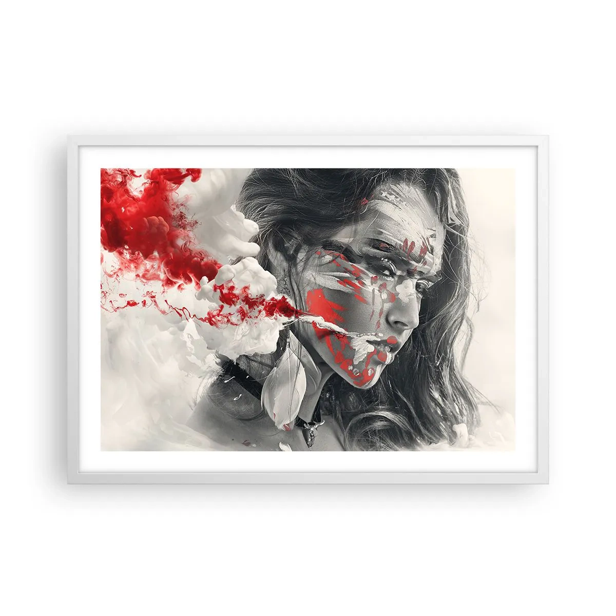 Plakat i hvid ramme - I det absurdes damp - 70x50 cm