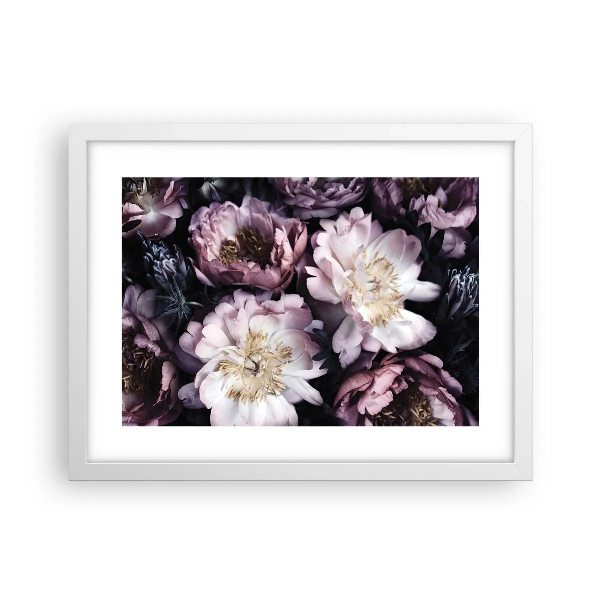 Plakat i hvid ramme - Gammeldags buket - 40x30 cm