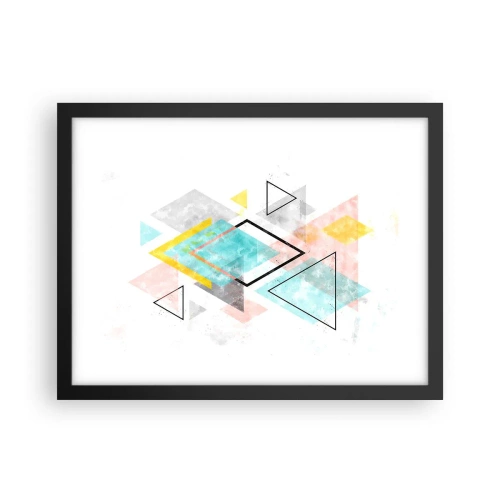 Plakat i sort ramme - Geometrisk leg - 40x30 cm
