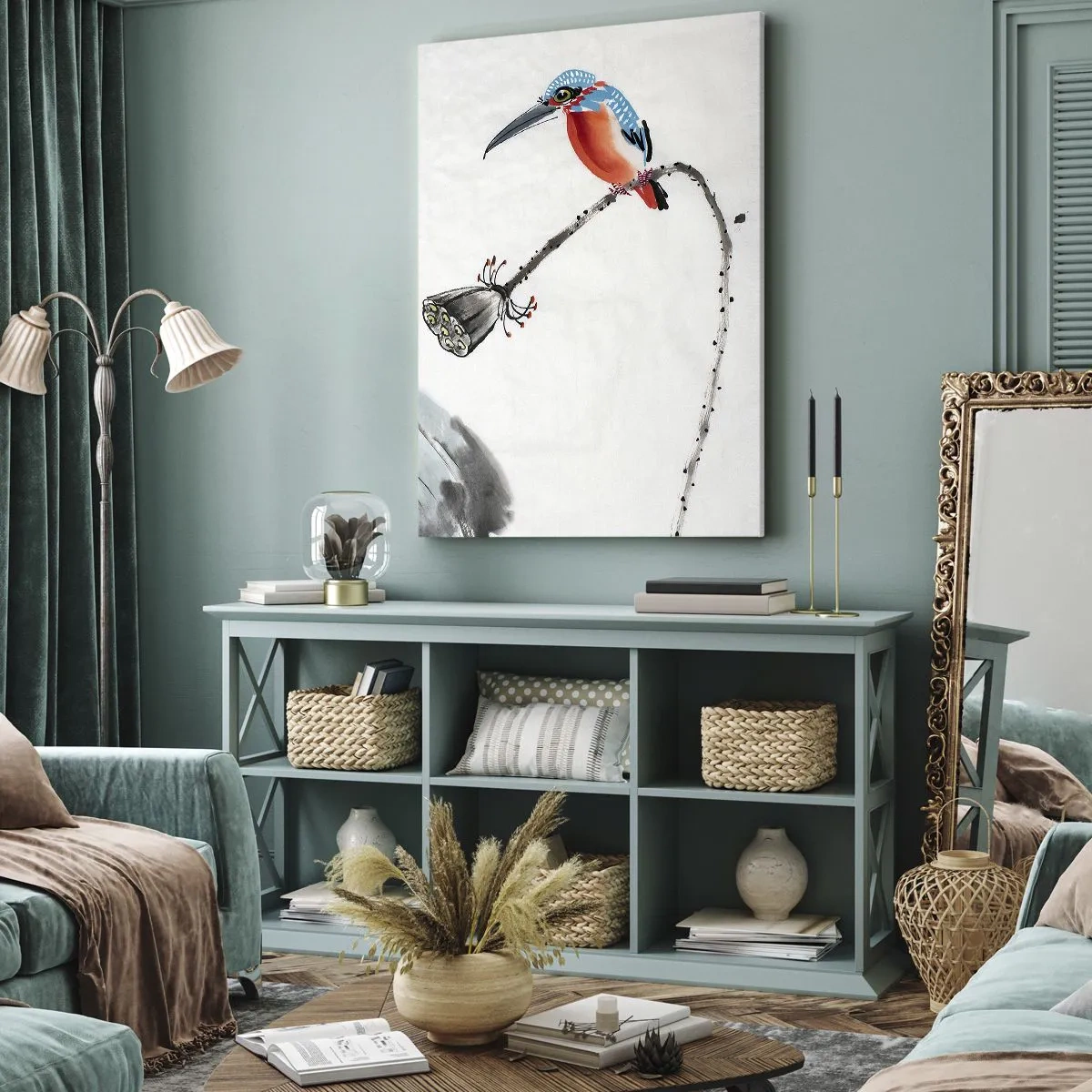 Lærredstryk - Billede på lærred - Engenes liv - 50x70 cm