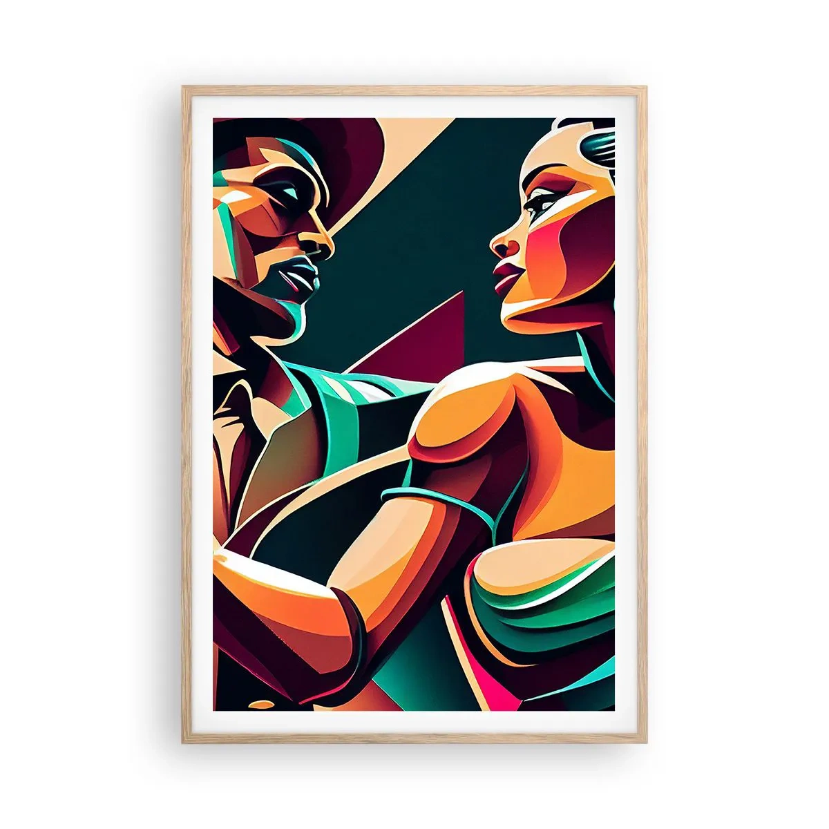 Plakat i ramme af lyst egetræ - I hjertets rytme - 70x100 cm