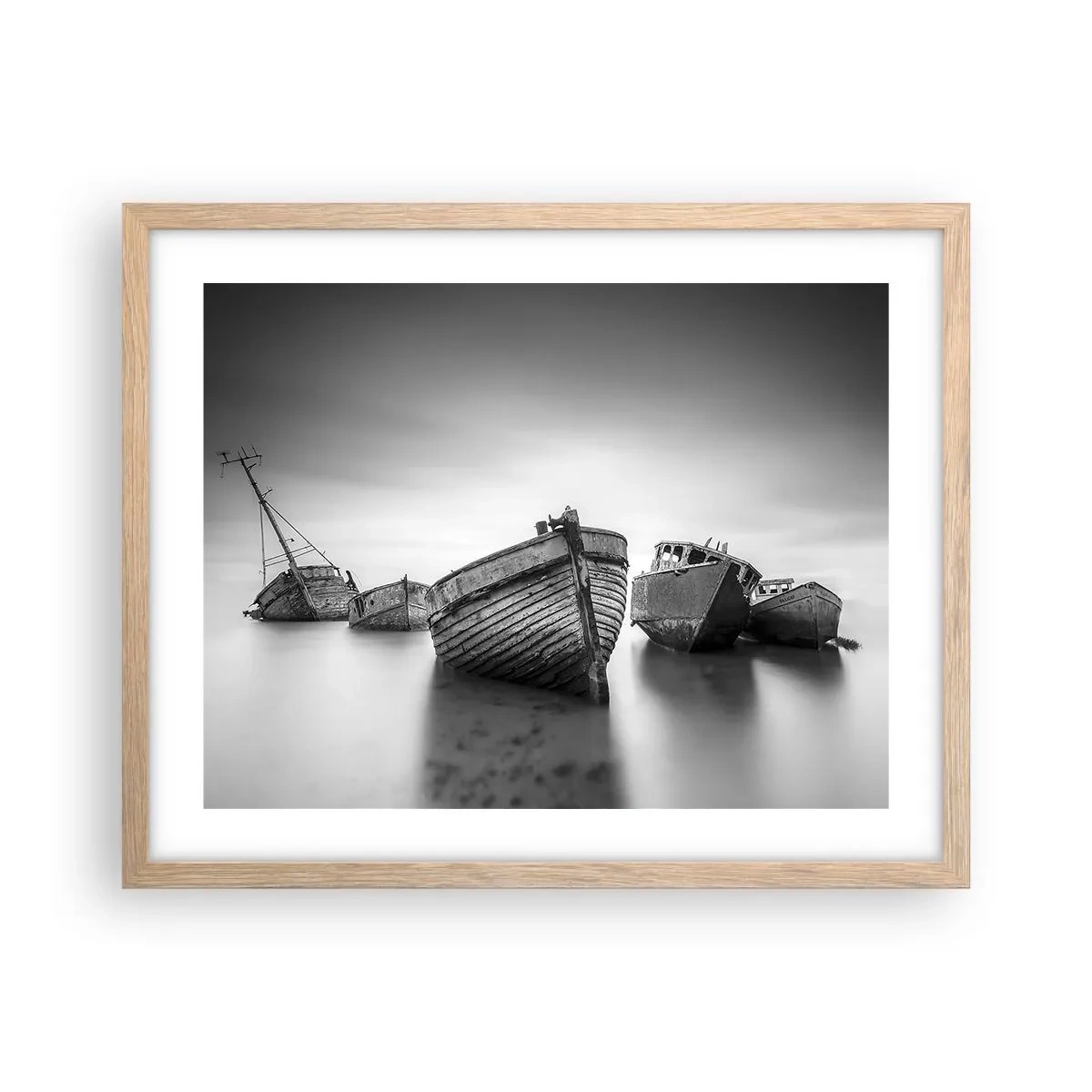 Plakat i ramme af lyst egetræ - Nu er det bare minder... - 50x40 cm