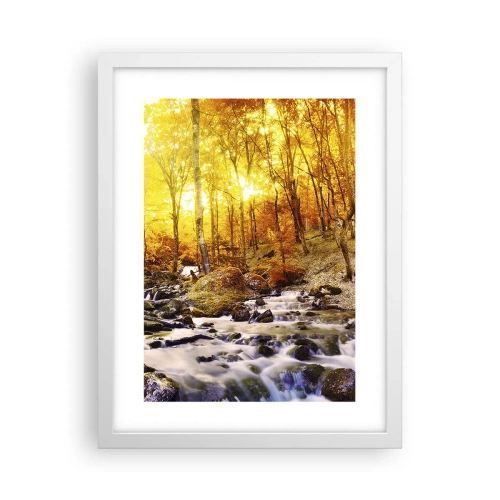 Plakat i hvid ramme - Sten indfattet i guld og platin - 30x40 cm