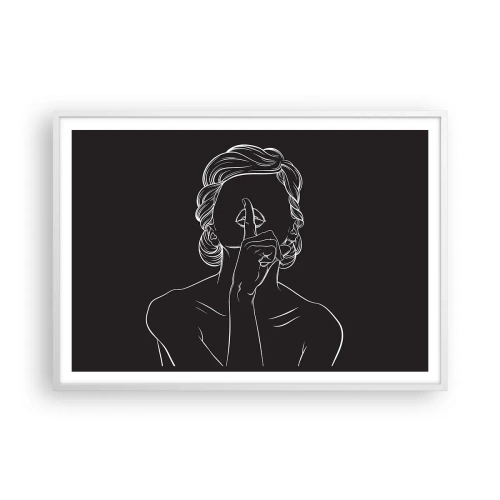 Plakat i hvid ramme - Skønhed blomstrer i stilhed - 100x70 cm