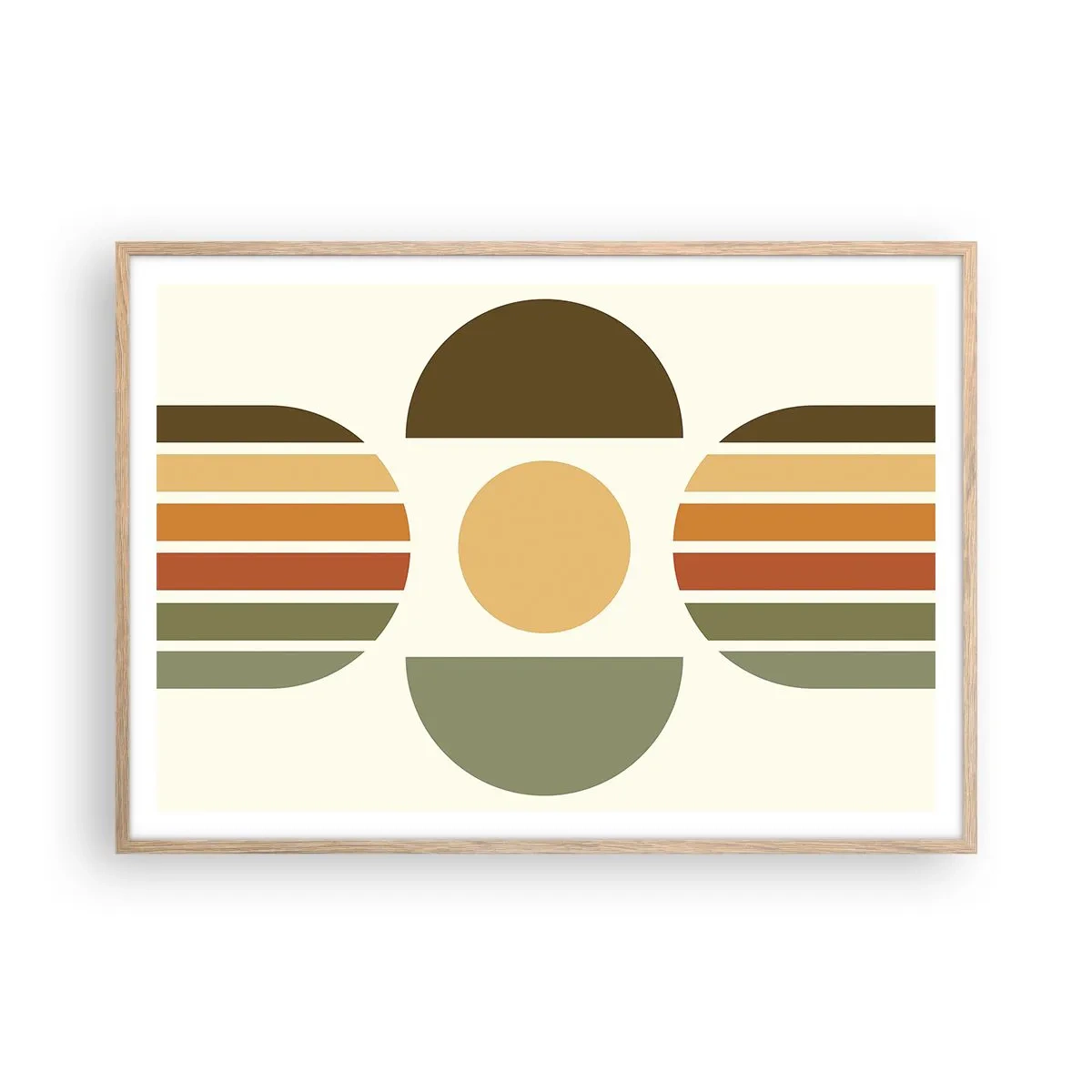 Plakat i ramme af lyst egetræ - I jordfarver - 100x70 cm