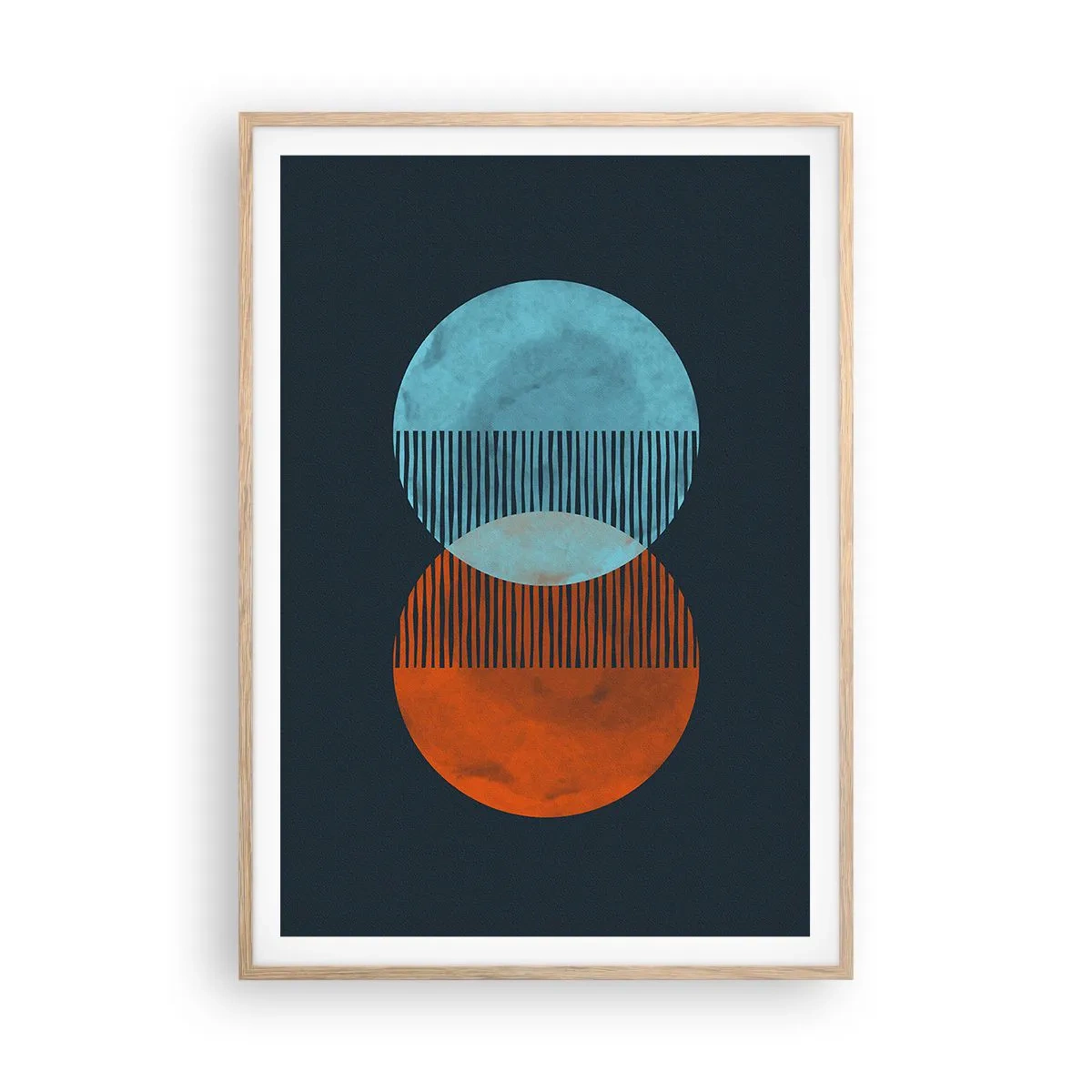 Plakat i ramme af lyst egetræ - Astronomisk fantasi - 70x100 cm