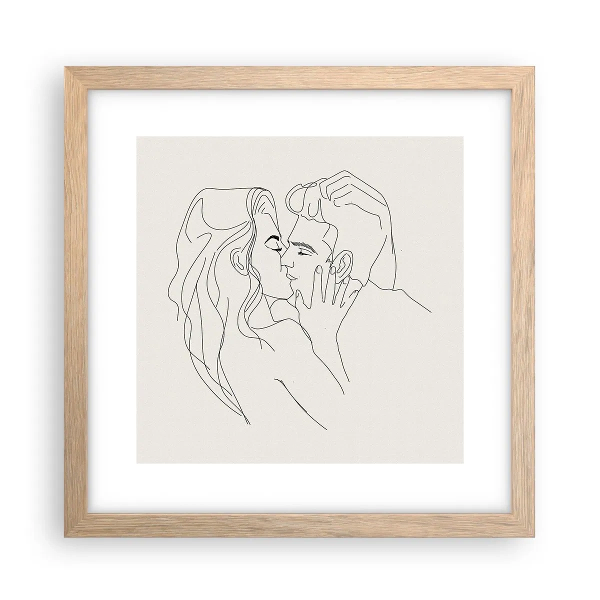 Plakat i ramme af lyst egetræ - Forviklet i følelser - 30x30 cm