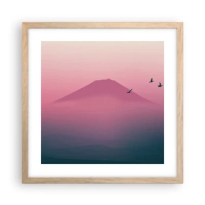 Plakat i ramme af lyst egetræ - Vandrer over skyerne - 40x40 cm