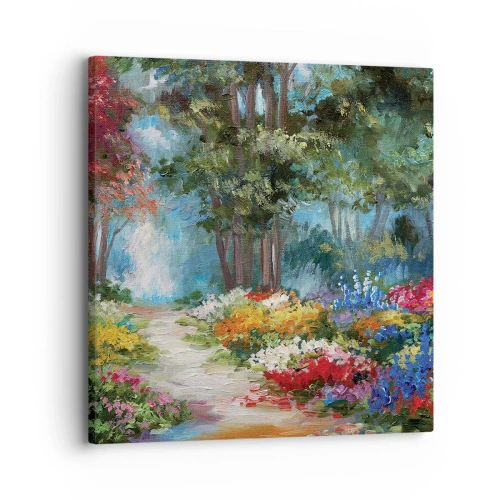 Lærredstryk - Billede på lærred - Skovhave, blomsterskov - 30x30 cm