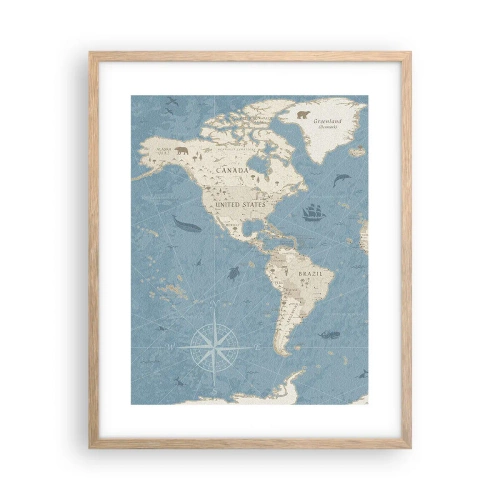 Plakat i ramme af lyst egetræ - En verden inden for rækkevidde - 40x50 cm