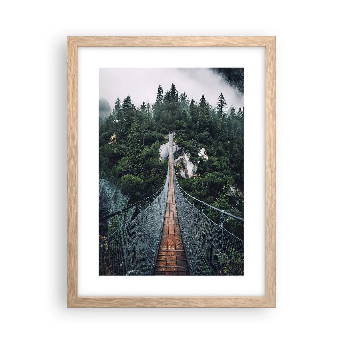 Plakat i ramme af lyst egetræ - Kun for ørne - 30x40 cm