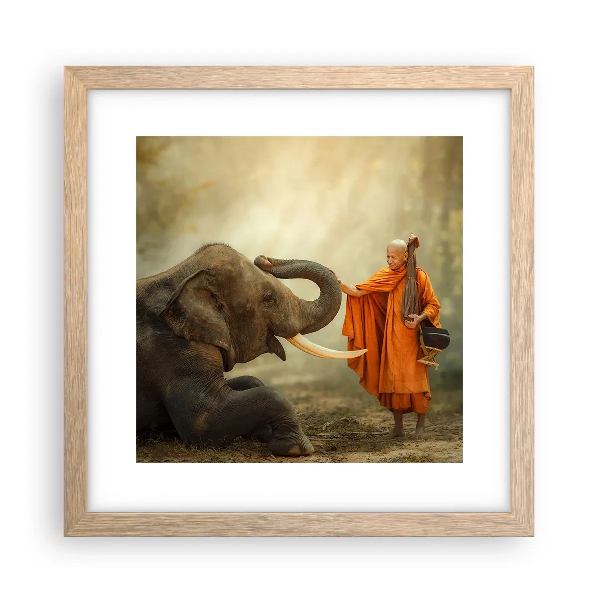 Plakat i ramme af lyst egetræ - Møde på ferien - 30x30 cm