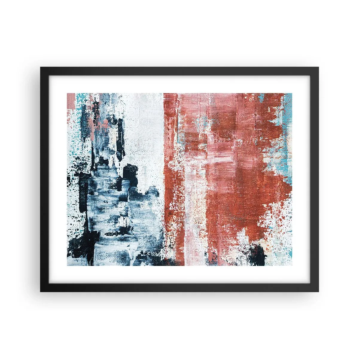 Plakat i sort ramme - Abstrakt halvt og halvt - 50x40 cm