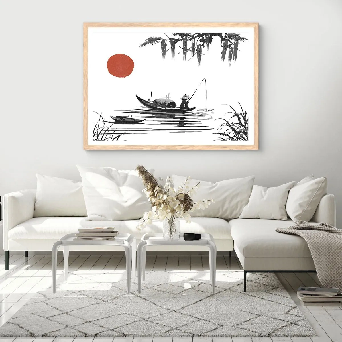 Plakat i ramme af lyst egetræ - En asiatisk eftermiddag - 70x50 cm