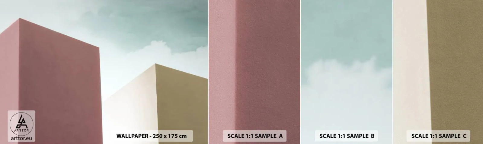 Fototapet Prøve Standard Eco - Geometri af en solrig sommer - Bygninger, Arkitektur, Tredimensionel - 100x30 cm