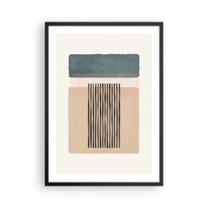 Plakat i sort ramme - Abstrakte geometriske figurer i diskrete farver - 50x70cm - Alt er i god stand - Moderne vægdekoration til stue og soveværelse ARTTOR