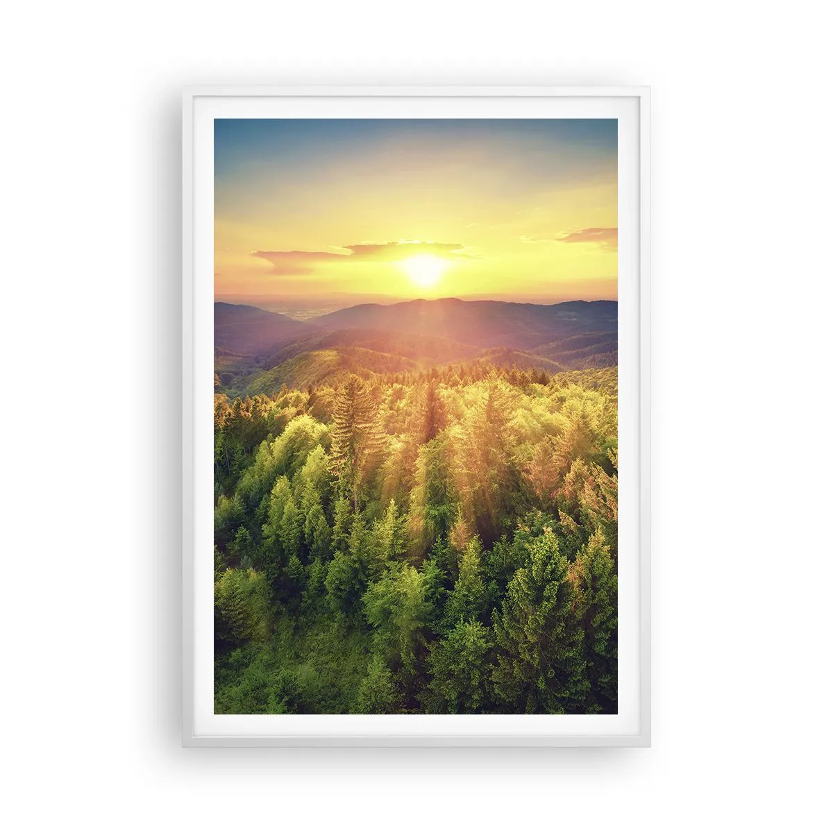 Plakat i hvid ramme - Toppe og bjergtoppe - 70x100 cm