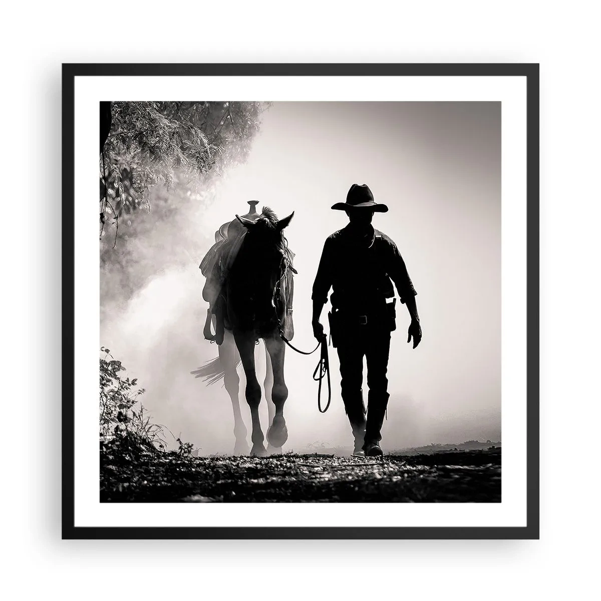 Plakat i sort ramme - En morgen i Texas - 60x60 cm