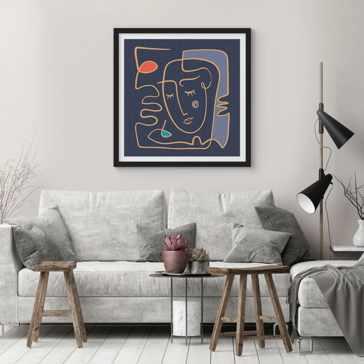 Plakat i sort ramme - I drømmerier - 40x40 cm