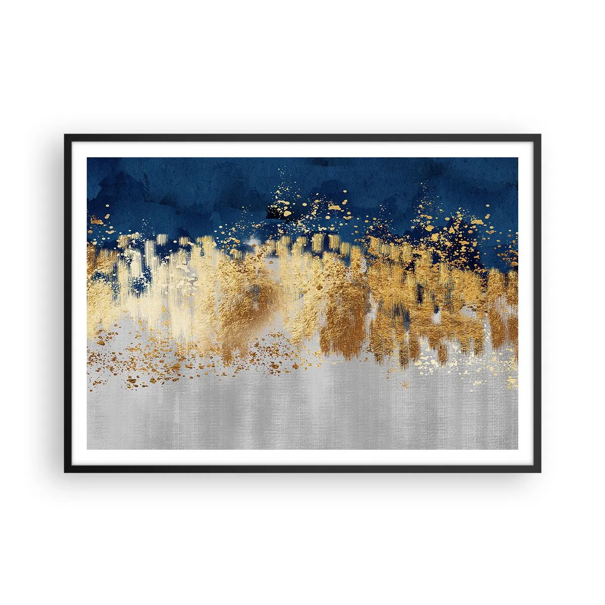 Plakat i sort ramme - Moderne komposition med gnist - 100x70 cm