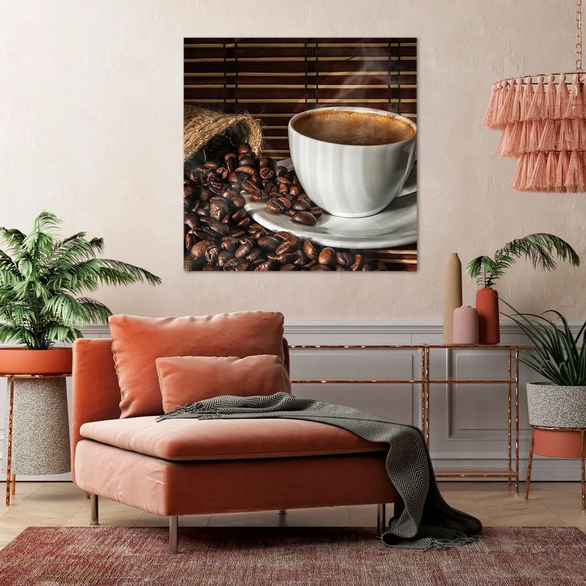 Lærredstryk - Billede på lærred - Kulets sorthed, ravets gennemsigtighed - 70x70 cm